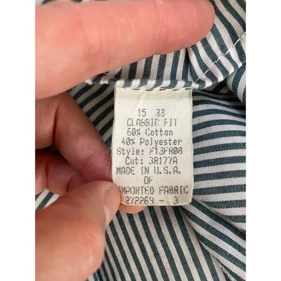 Flying R Ranchwear by Ruddock Men's 15-33 Green Striped Pearl Snap Western Shirt - Picture 5 of 7